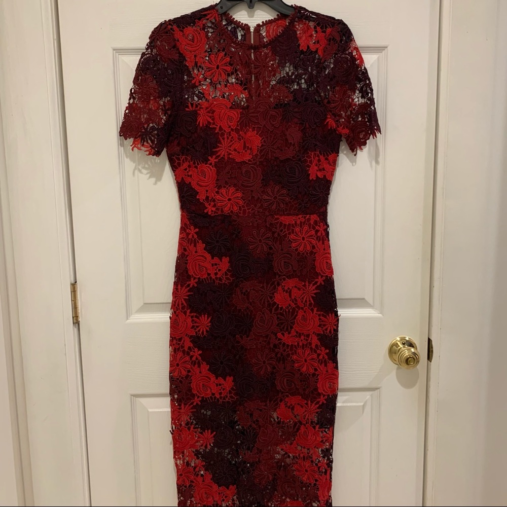 Lulu’s / Small / Red Wine Dress with Floral Patterns
